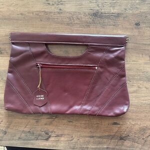 Vintage Elegant Burgundy Leather Clutch